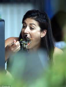 Stephanie Rice Wraps Her Mouth Around A Huge Forkful Of Hearty Salad