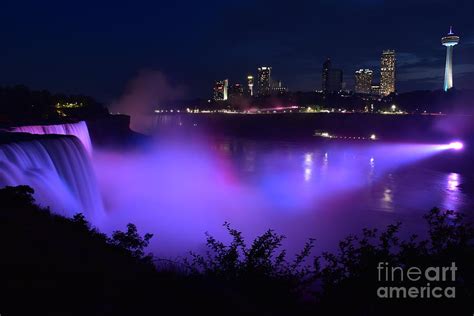 American Falls During The Niagara Falls Illumination Purple Variant