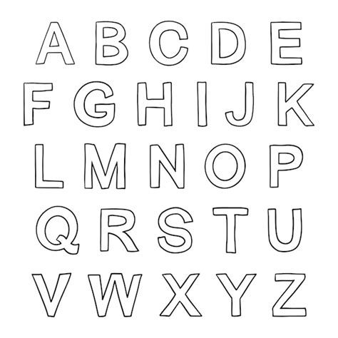 Alfabetos Letra Maiúscula Desenhada à Mão Vetor Premium