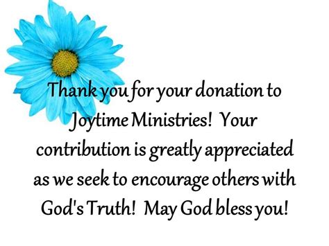 Thank You For Your Donation To Joytime Ministries