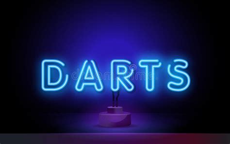 Darts Game Symbols Neon Logo Light Banner Design Element Colorful