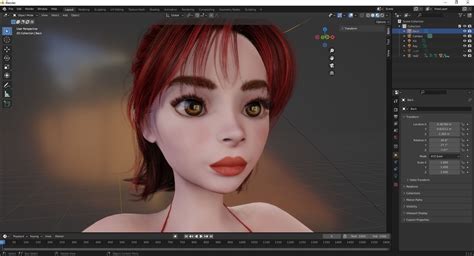 3d Model Prestige Red Hair Stylized Cartoon 3d Naked Woman Rigged Vr