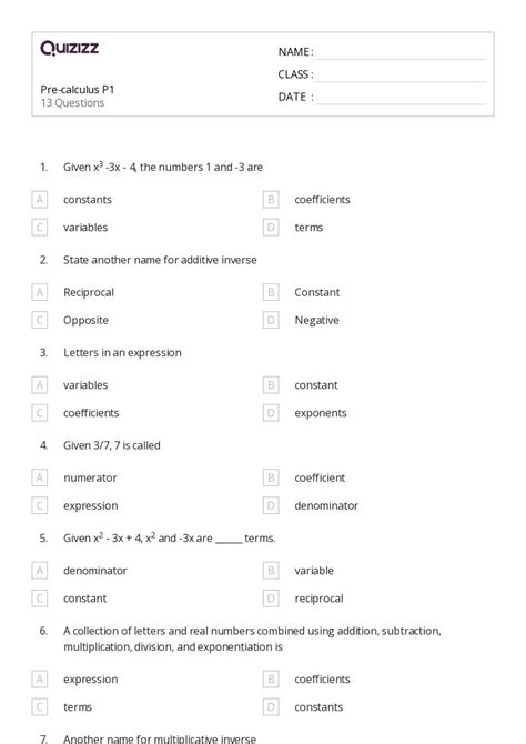 50 Math Worksheets For 10th Grade On Quizizz Free And Printable