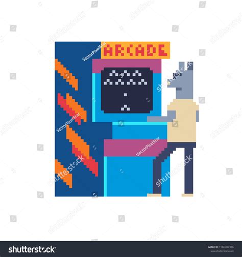 Arcade Game Retro Machine Animal Character Stock Vector Royalty Free