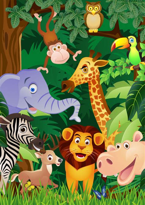 Wild Animal Cute Cartoon Vector Set 09 Vector Animal Free Download