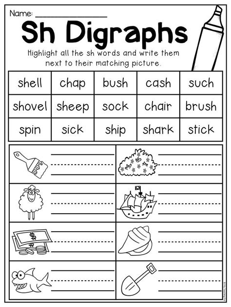 Consonant Digraphs Worksheets Kindergarten