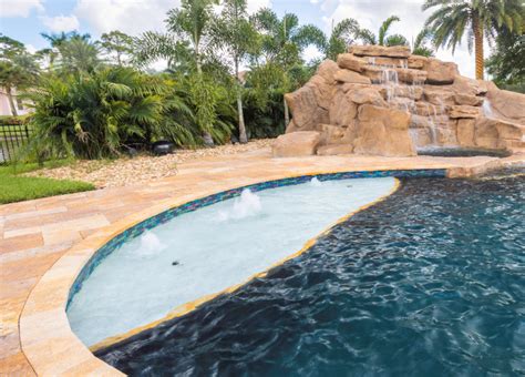 Bubblers Day On Small Sunshelf Luxury Pool Builder Palm Beach County