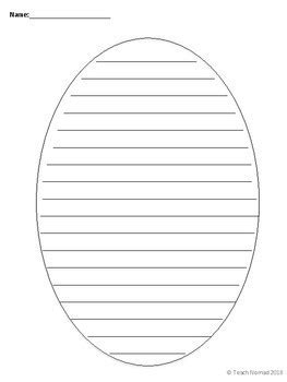 The printable easter egg template will hopefully make it easy to turn your paper towel art into a cute easter craft. Large Easter Egg Writing Paper Templates by Teach Nomad | TpT