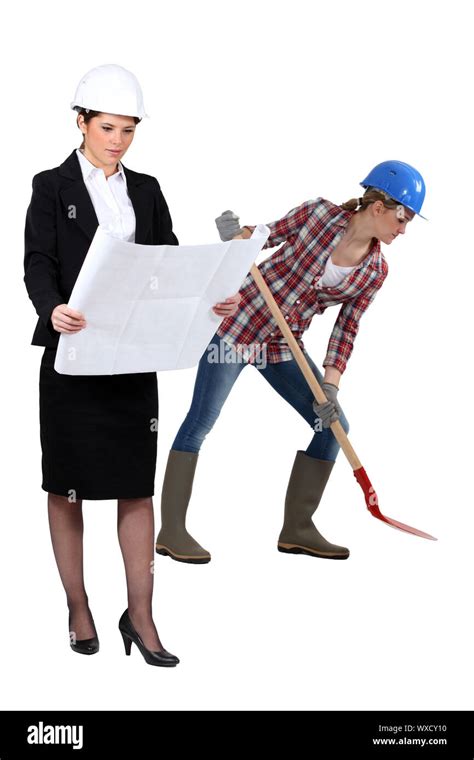 Worker And Female Architect Stock Photo Alamy