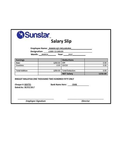 Salary Slip Template Pdf Employee Relations Payments
