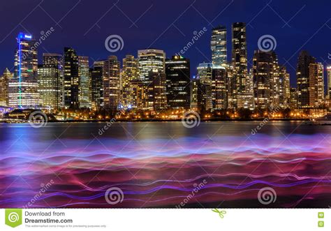 Vancouver Kanada Am 12 Oktober 2016 Nachtlichter Auf Im Stadtzentrum