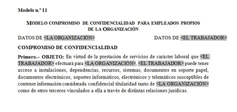 Contrato De Confidencialidad Para Empleados Ejemplo