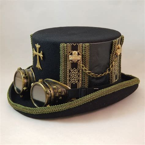 Celtic Steampunk Top Hat With Goggles Etsy Steampunk Top Hat