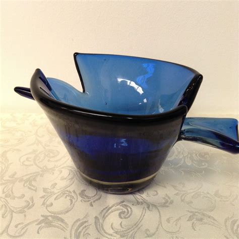 Blenko Glass 5924 Sheared Bowl Persian Blue