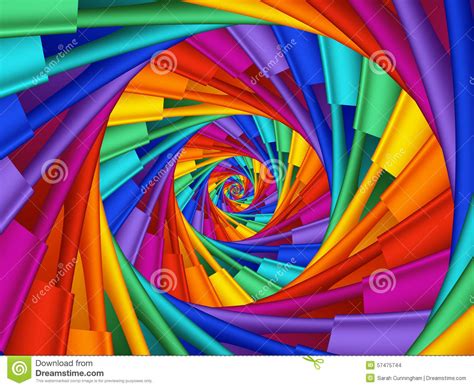 Digital Art Abstract Rainbow 3d Spiral Background Stock