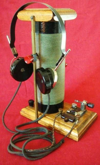 Vertical Slider Coil Crystal Radio With Catwhisker Detector Vintage