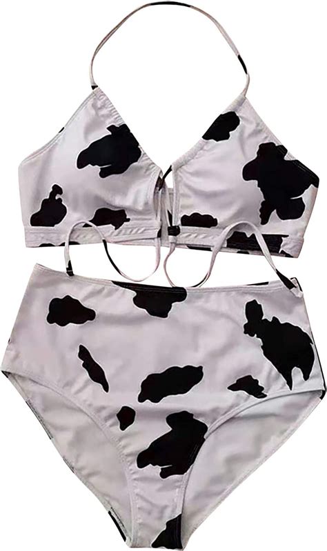 Amazon Com Ulxjll Highland Cow Women Sexy Sling Bikini Swimsuit High