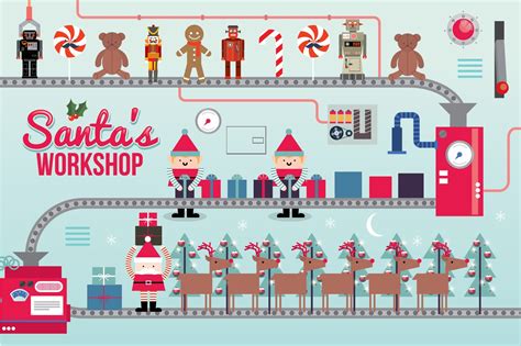 Santas Workshop Illustrationvector ~ Illustrations ~ Creative Market