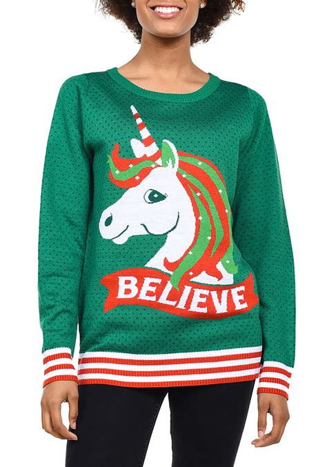 Tipsy Elves Women S Unicorn Ugly Christmas Sweater