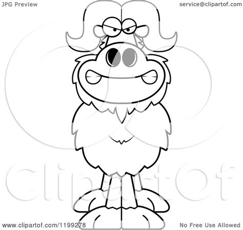 Cartoon Of A Black And White Mad Ox Royalty Free Vector Clipart By