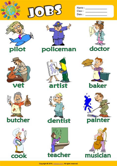 Jobs Esl Picture Dictionary For Kids