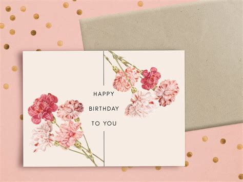 Birthday Card Instant Download Printable E Card Floral Etsy