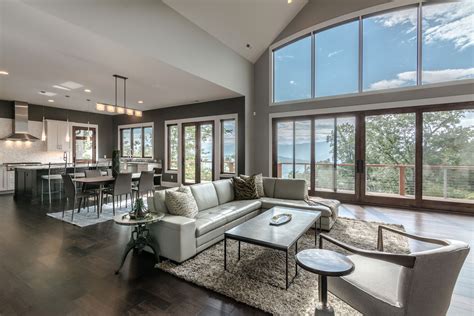 Modern Mountain Home Interior Views Expansive Windows Acm Design