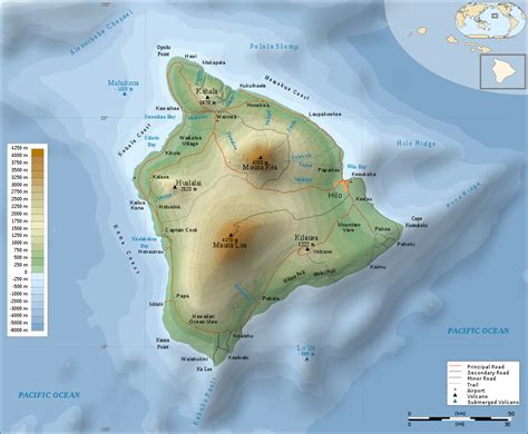 Insel Hawaii Topographisch Weltatlas