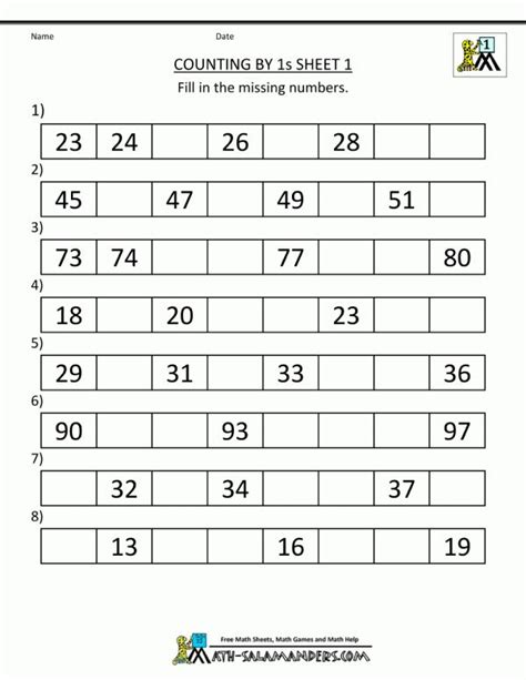 Math puzzle worksheets for kids in 1st to 6th grades. 12 First Grade Math Practice Worksheet Counting Chart ...