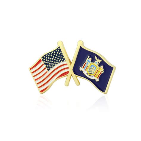 New York And Usa Crossed Flag Pins Lapel Pins Cross Flag Pin