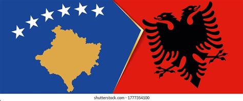Albania Kosovo Flags Two Vector Flags Stock Vector Royalty Free