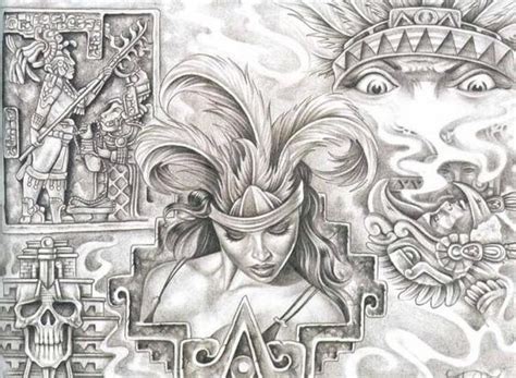 Aztec Girl Drawings Pictures Lowrider Arte Aztec Drawings Tattoo