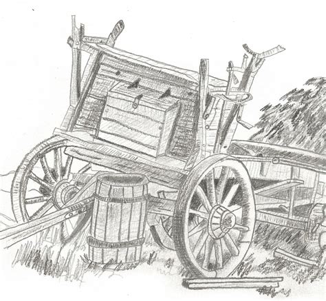 Studio 320 West Pencil Drawing Old Wagon