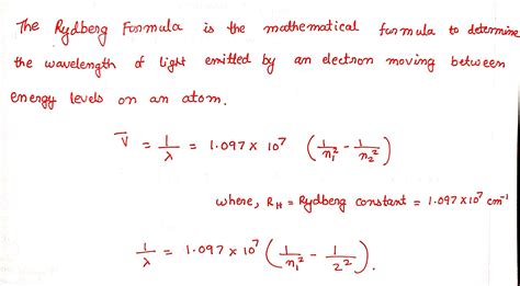 Solved Use The Rydberg Equation Below To Find The Energy Level That