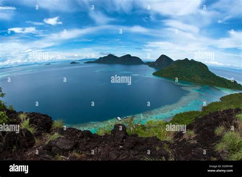 Malaysia Sabah View Of Tun Sakaran Marine Park Tropical Island Stock