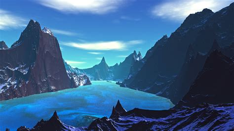 Download Lake Blue Landscape Artistic 1440x2560 Resolution Hd 8k Wallpaper