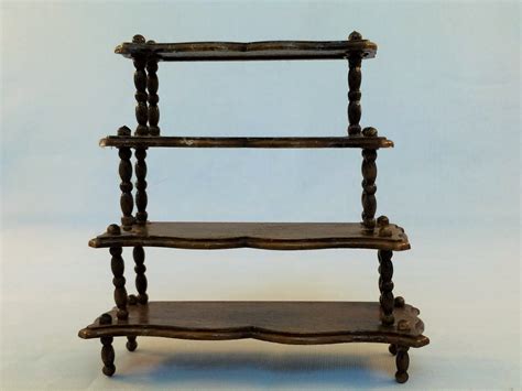Vintage Miniature Shelf Unit 112 Scale 4 Shelves With Turned Dowels