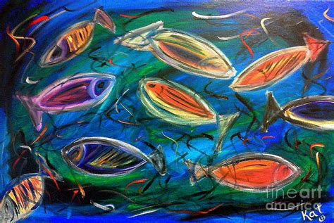 Abstract Fish Painting By Kats Contemporary Abstract Art