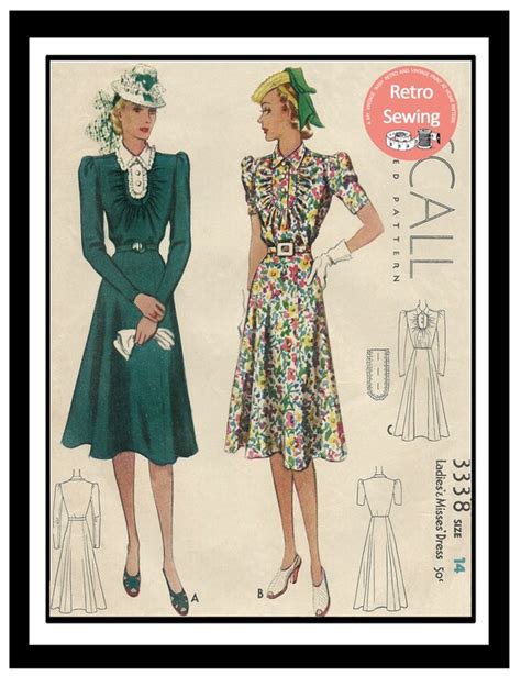1930s Afternoon Tea Dress Sewing Pattern Bust 32 Etsy Canada