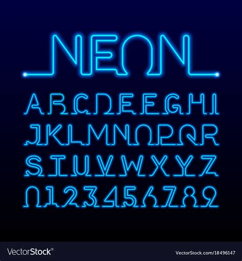 One Thin Line Neon Tube Font Royalty Free Vector Image