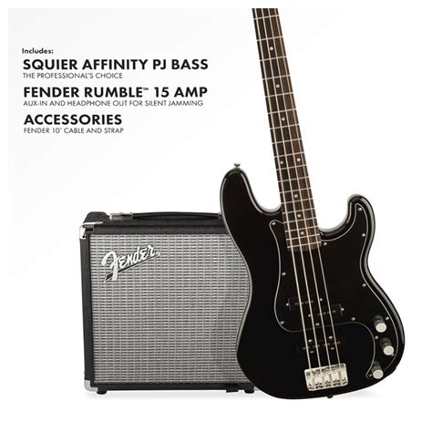 Squier Affinity Series Precision Bass Pj Pack Black At Gear4music