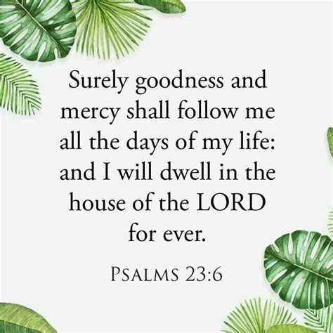 Surely Goodness And Mercy Shall Follow Me All The Days Of My Life And