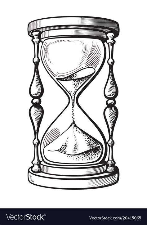 Hourglass Black And White Hand Drawn Sketch Vector Illustration Isolated On White Background
