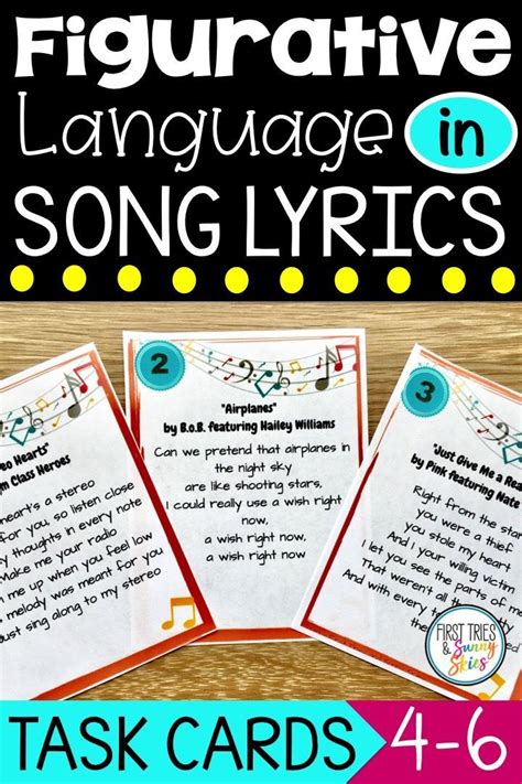 Songs with figurative language in the lyrics examples is important information accompanied by photo and hd pictures sourced from all websites in the world. Figurative Language in Song Lyrics Task Cards | Figurative ...