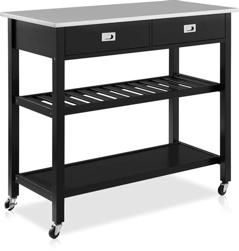 Laney Kitchen Cart Blackstainless Steel Top American Signature Furniture