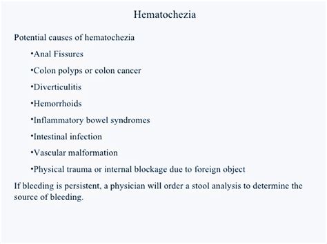 Causes Of Hematochezia Pt Master Guide Pt Master Guide