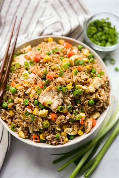 Easy Quick And Flavorful Rice Stir Fry With Chicken Pieces Egg And