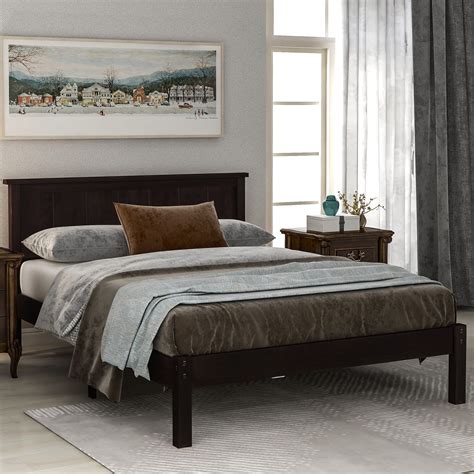 Brown Wood Bed Frames For Full Size Modern Platform Bed Frame With