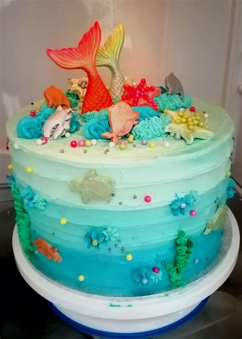 First Try At Mermaid Under The Sea Cake R Baking