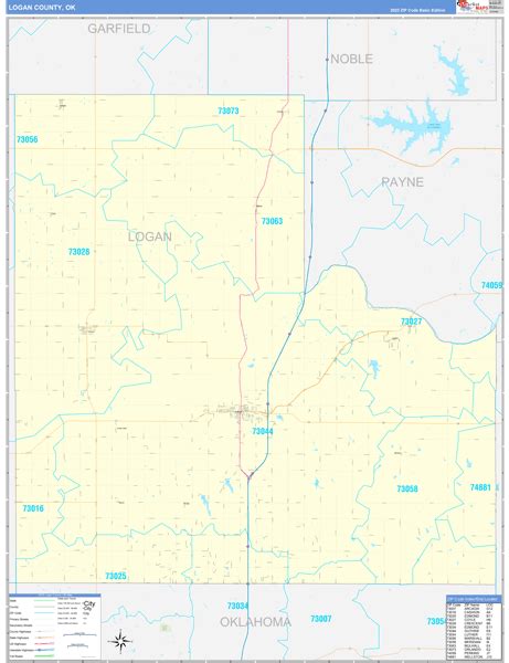 Logan County Ok 5 Digit Zip Code Maps Basic